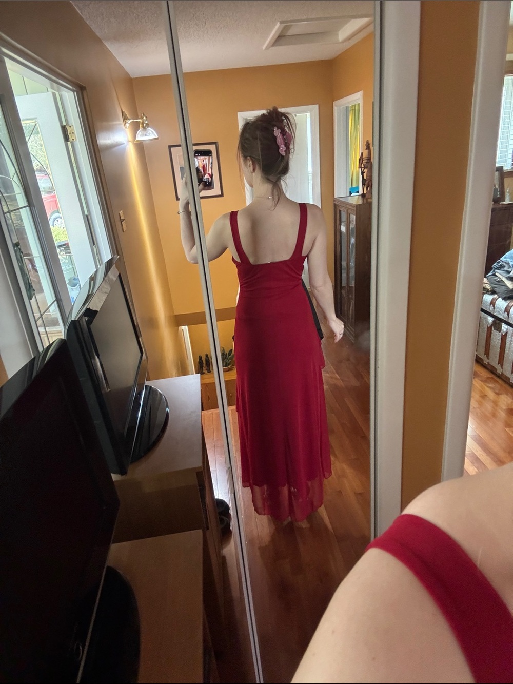 Taboo Red Ruched High-Low Formal Dress - Picture 2 of 4